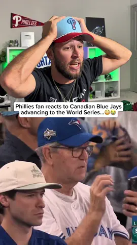 CANADA IS HEADING TO THE WORLD SERIES… Phillies fan reacts to the Toronto Blue Jays winning game seven of the ALCS advancing to the World Series! #MLB #mlbplayoffs #torontobluejays #bluejays #mariners 