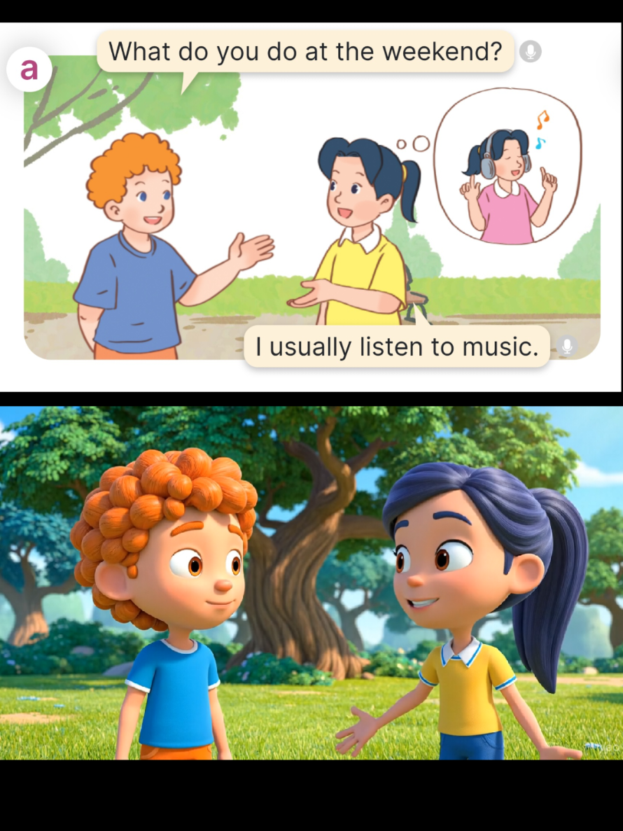 Chuyển ảnh thành phim hoạt hình - Tiếng Anh 5 (Global success)  - Unit 4 - Lesson 2 - Activtity 1 - Picture a (Trang 30)