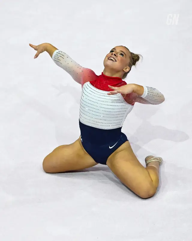 Taking the stage in Jakarta ✨️ The U.S. women completed qualifying on Wednesday morning. Scores: AA: - Dulcy Caylor = 52.765 (currently 3rd) - Leanne Wong = 51.865 (currently 6th) VT: - Dulcy Caylor = 14.066 - Joscelyn Roberson = 13.599 average (currently 4th) - Leanne Wong = 13.066 average (currently 6th) UB: - Dulcy Caylor = 12.100 - Leanne Wong = 13.900 (currently 5th) - Skye Blakely = 14.166 (currently 2nd) BB: - Leanne Wong = 13.166 (currently 7th) - Dulcy Caylor = 13.333 (currently 3rd) - Skye Blakely = 13.200 (currently 6th) FX: - Leanne Wong = 13.066 (currently 7th) - Dulcy Caylor = 13.266 (currently 5th) - Joscelyn Roberson = 13.000 #ARTWorlds2025