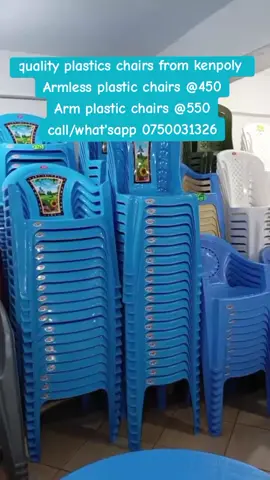 quality plastics chairs from kenpoly  Armless plastic chairs @450 Arm plastic chairs @550 call/what'sapp 0750031326