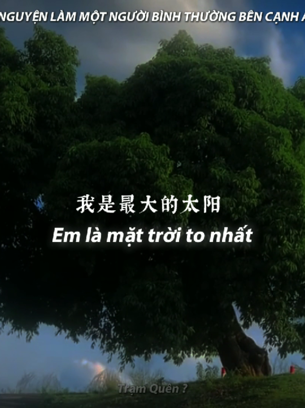Em là mặt trời to nhất, nguyện chiếu sáng một mình anh. | song: EM NGUYỆN LÀM MỘT NGƯỜI BÌNH THƯỜNG BÊN CẠNH ANH.#viral #nhactrungquoc #我愿意平凡的陪在你身旁#xh #TramQuen? 