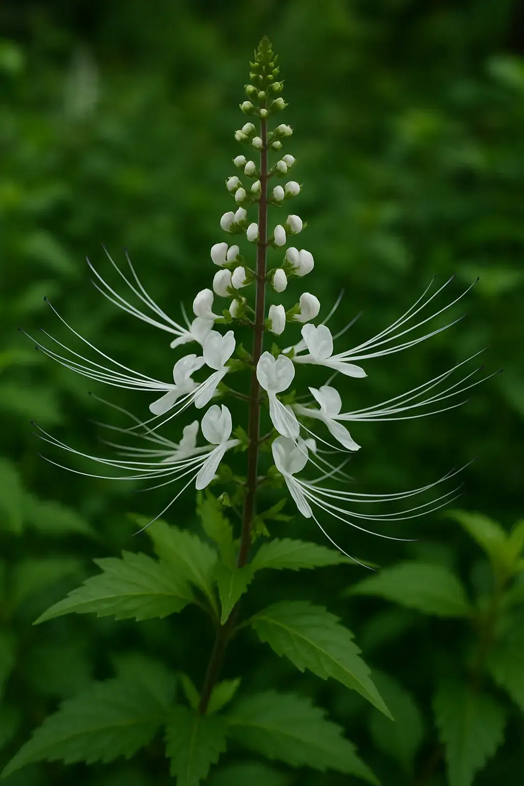 Daun kumis kucing (Orthosiphon aristatus) dikenal sebagai tanaman herbal dengan banyak manfaat kesehatan. Berikut beberapa di antaranya: 🌿 1. Melancarkan buang air kecil (diuretik alami) Kumis kucing membantu meningkatkan produksi urin sehingga baik untuk mengeluarkan racun dan garam berlebih dari tubuh. 🌿 2. Mengatasi infeksi saluran kemih (ISK) Sifat antibakterinya membantu melawan bakteri penyebab infeksi pada kandung kemih dan saluran kemih. 🌿 3. Membantu menjaga kesehatan ginjal Dapat membantu mengurangi risiko batu ginjal ringan dan mendukung fungsi ginjal secara umum. 🌿 4. Menurunkan tekanan darah Efek diuretiknya juga membantu menurunkan tekanan darah pada penderita hipertensi ringan. 🌿 5. Mengontrol kadar gula darah Beberapa penelitian menunjukkan ekstrak kumis kucing dapat membantu menurunkan kadar glukosa darah. 🌿 6. Meredakan peradangan dan nyeri sendi Memiliki sifat antiinflamasi yang dapat membantu meredakan nyeri akibat asam urat atau radang sendi. 🌿 7. Menjaga kesehatan hati Kumis kucing membantu detoksifikasi alami dan mendukung fungsi hati dalam menyaring racun.