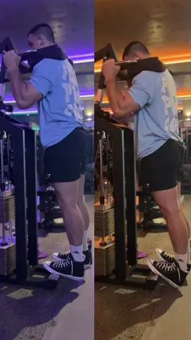 A standing calf raise is one of the most butchered exercises I see on the gym floor every day. Generally people are just bouncing up and down. However the calf actually grows best when it’s stretched out. So we want to allow our ankles to come all the way down, allowing the ankle to go into Dorsiflexion. Stay in this position for 3 seconds and you should feel a stretching feeling along the back of the calf, and then go to the top, hold for 1 and then slowly back down. Repeat for a set and your calves will be on fire by the end 🔥🔥