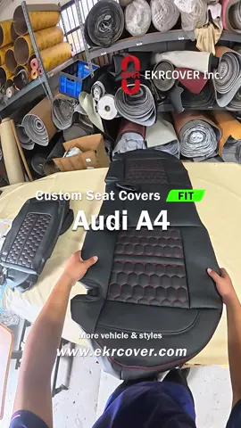 EKR Custom Black with Red piping Rear Seat Cover for Audi A4 installation #Automotive #SeatCovers #1stCubrir #ekrcover #CarCare 