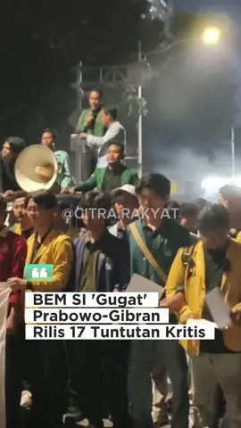 Genap satu tahun kepemimpinan Presiden Prabowo Subianto dan Wakil Presiden Gibran Rakabuming Raka, Aliansi Badan Eksekutif Mahasiswa Seluruh Indonesia (BEM SI) menggelar aksi 