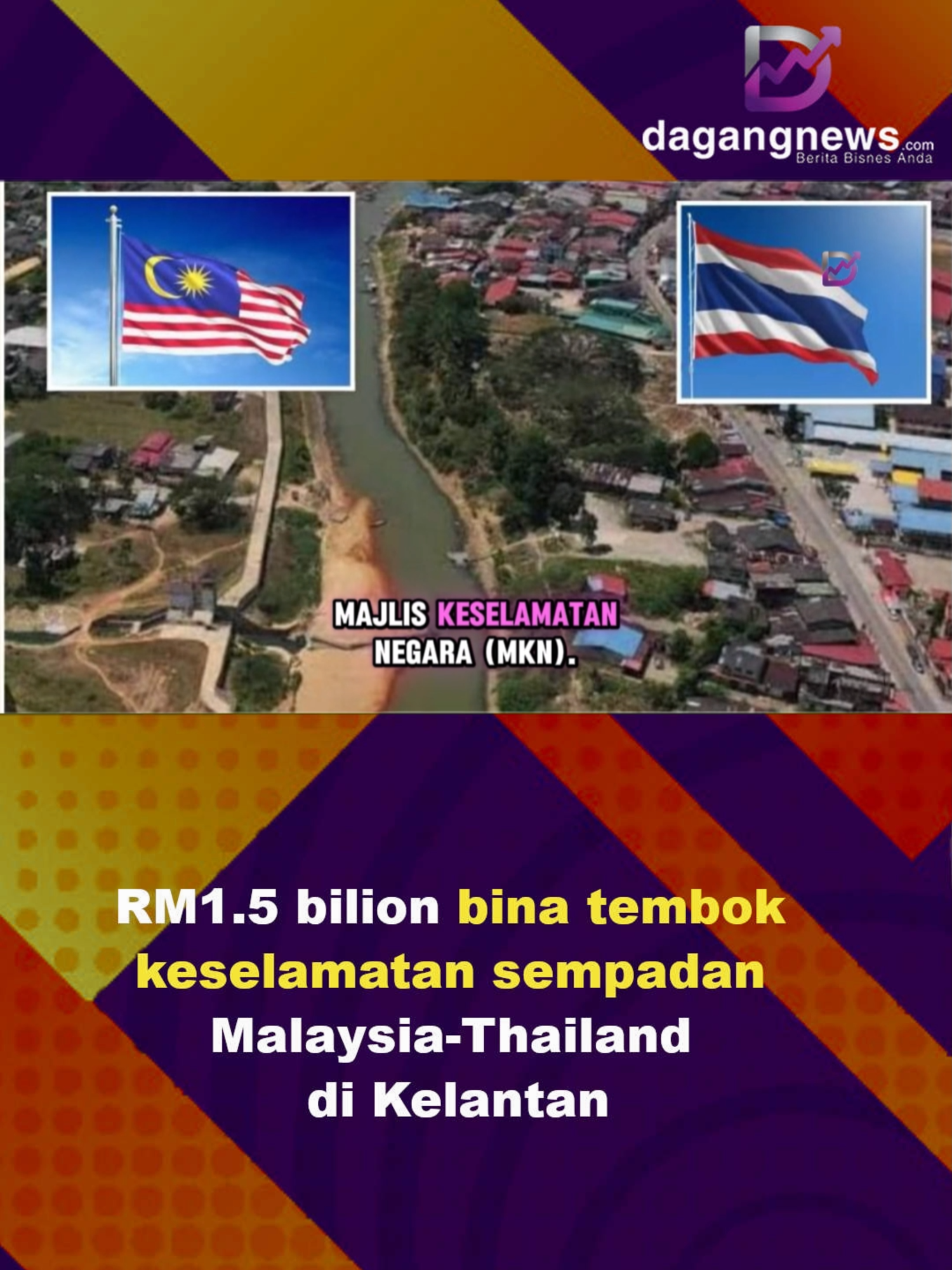 Ketua Polis Kelantan, Datuk Mohd Yusoff Mamat berkata, projek tersebut akan dilaksanakan di sepanjang sempadan dari Tumpat hingga Tanah Merah seperti yang dimaklumkan oleh Majlis Keselamatan Negara (MKN). #news #trending #terkini #malaysia #dagangnews #tembok #sempadan #thailand #malaysia