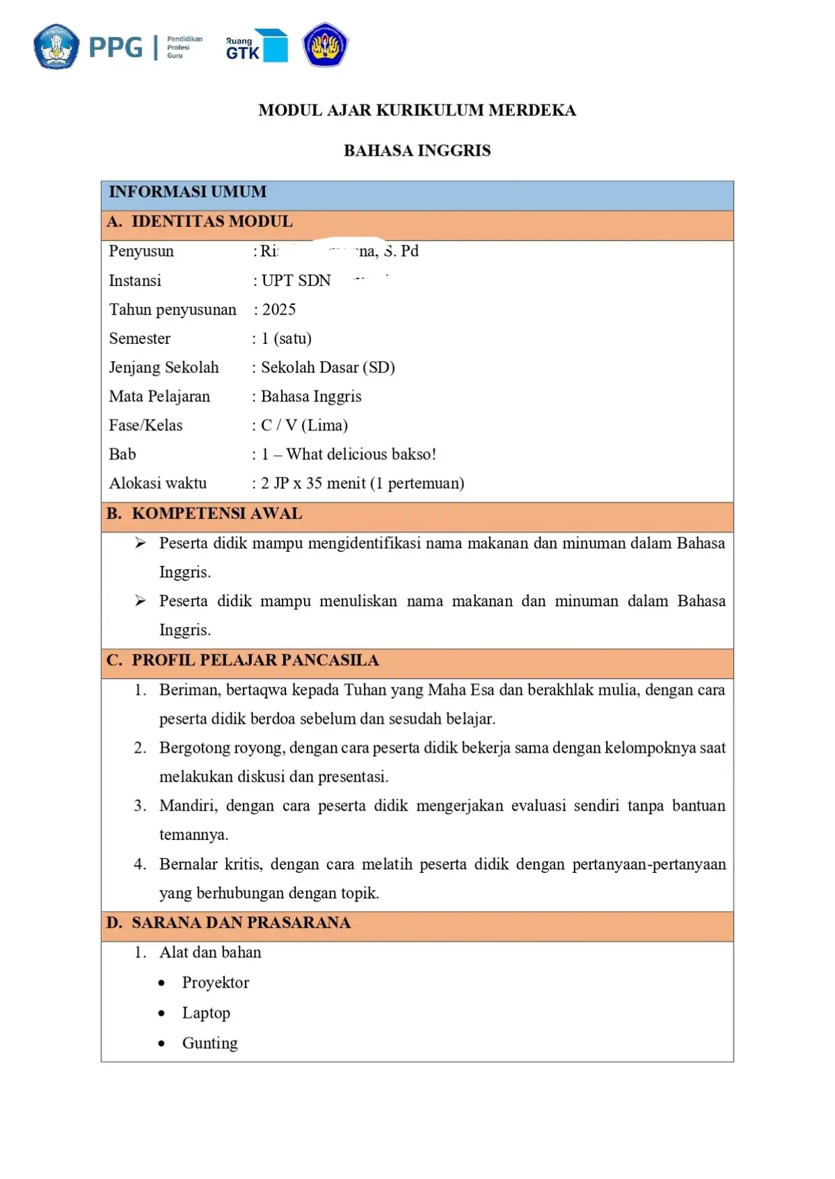 Modul Ajar PPG Bahasa Inggris SD Kelas 5 bab 1 how does it taste? #modulajar #ppg #bahasainggris #kurikulummerdeka #pembelajaranmendalam 