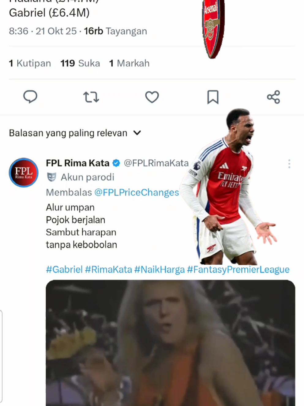 ........  Alur umpan Pojok berjalan Sambut harapan tanpa kebobolan @FPL Bersajak 🌐  #Gabriel #RimaKata #Bersajak #FantasyPremierLeague #FPLIndonesia 