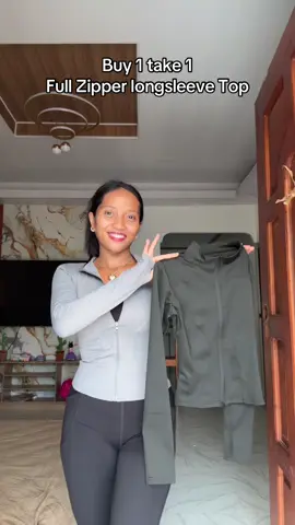 May pangmalakas@Ng outfit kana sa gym ganda ng qualityy nito #fullzipperlongsleeve #zippertop 