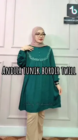 Andita tunik bordir twill, try on warna emerald✔️ kalo foto profil nyala, langsung join live kak yaa🫶🏻 #tunik #tunikkekinian #atasanwanita #ootdfashion 