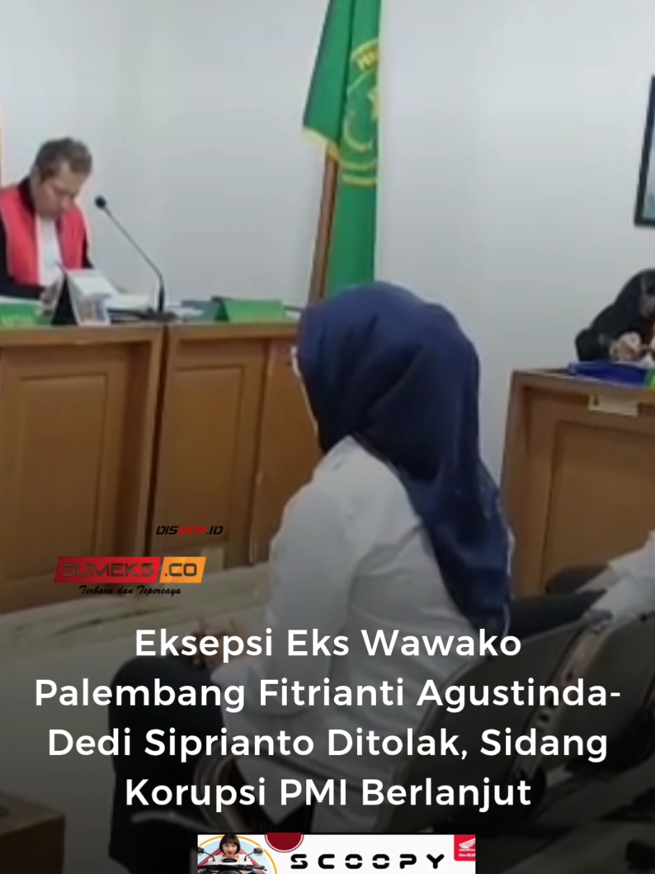 Majelis hakim Pengadilan Tindak Pidana Korupsi (Tipikor) Palembang, menolak seluruh eksepsi atau keberatan yang diajukan oleh terdakwa mantan Wakil Wali Kota Palembang Fitrianti Agustinda dan terdakwa suami, Dedi Sipriyanto, dalam kasus dugaan korupsi dana Palang Merah Indonesia (PMI) Kota Palembang. Baca Selengkapnya klik artikel diatas . . . #ekswawako #korupsi #pmi #palembang #viralpalembang 