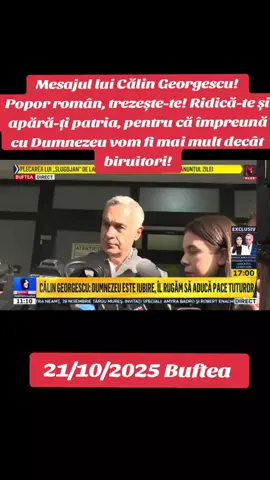 #Mesajul lui Călin Georgescu! Popor român, trezește-te! Ridică-te și apără-ți patria, pentru că împreună cu Dumnezeu vom fi mai mult decât biruitori! #foryoupage #fyp #viralvideos  #buftea 21/12/2025