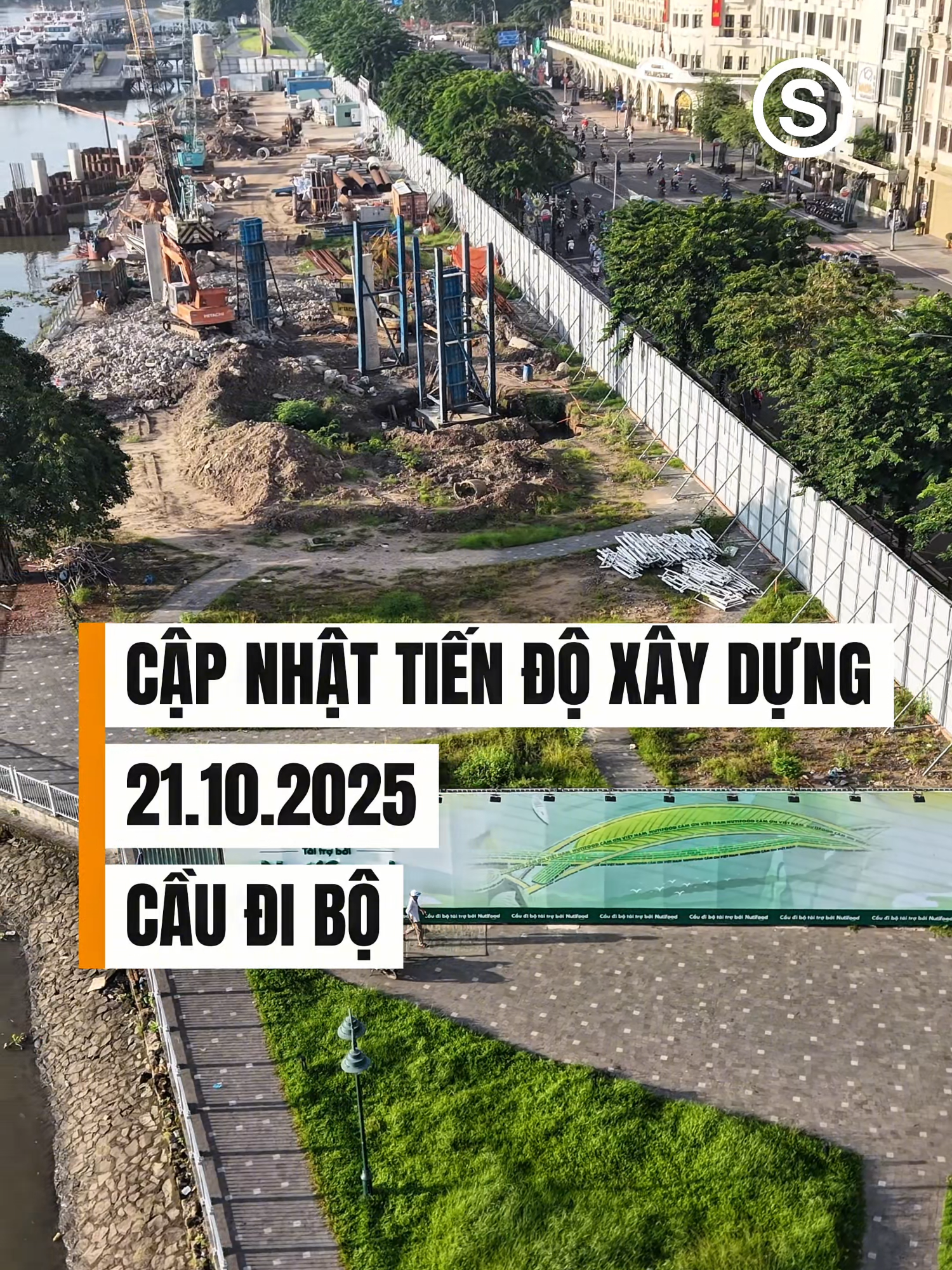 Cập nhật tiến độ xây dựng cầu đi bộ sông Sài Gòn #tiendoduan #caudibo #bdssaigon #thuthem