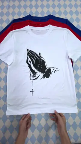 Men's Cross & Prayer Hand Prin #PrayerHandCrossTee #MensSummerCasual #LooseShortSleeve #DailyWear Top #StreetStyleMenswear