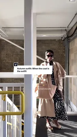 Autumn ootd as a 30 something corporate girlie. Polkadot dress and neutral accessories, commuting in style. Bag: @DeMellier  Shoes: old M&S Dress: The Outnet Trench coat:Karen Millen Autumn outfit Autumn fall office style Founditontheoutnet Dress autumn look Commute style #commutestyle #workwear #autumnoutfits #outfitinspo  @Thatcorporatechic 