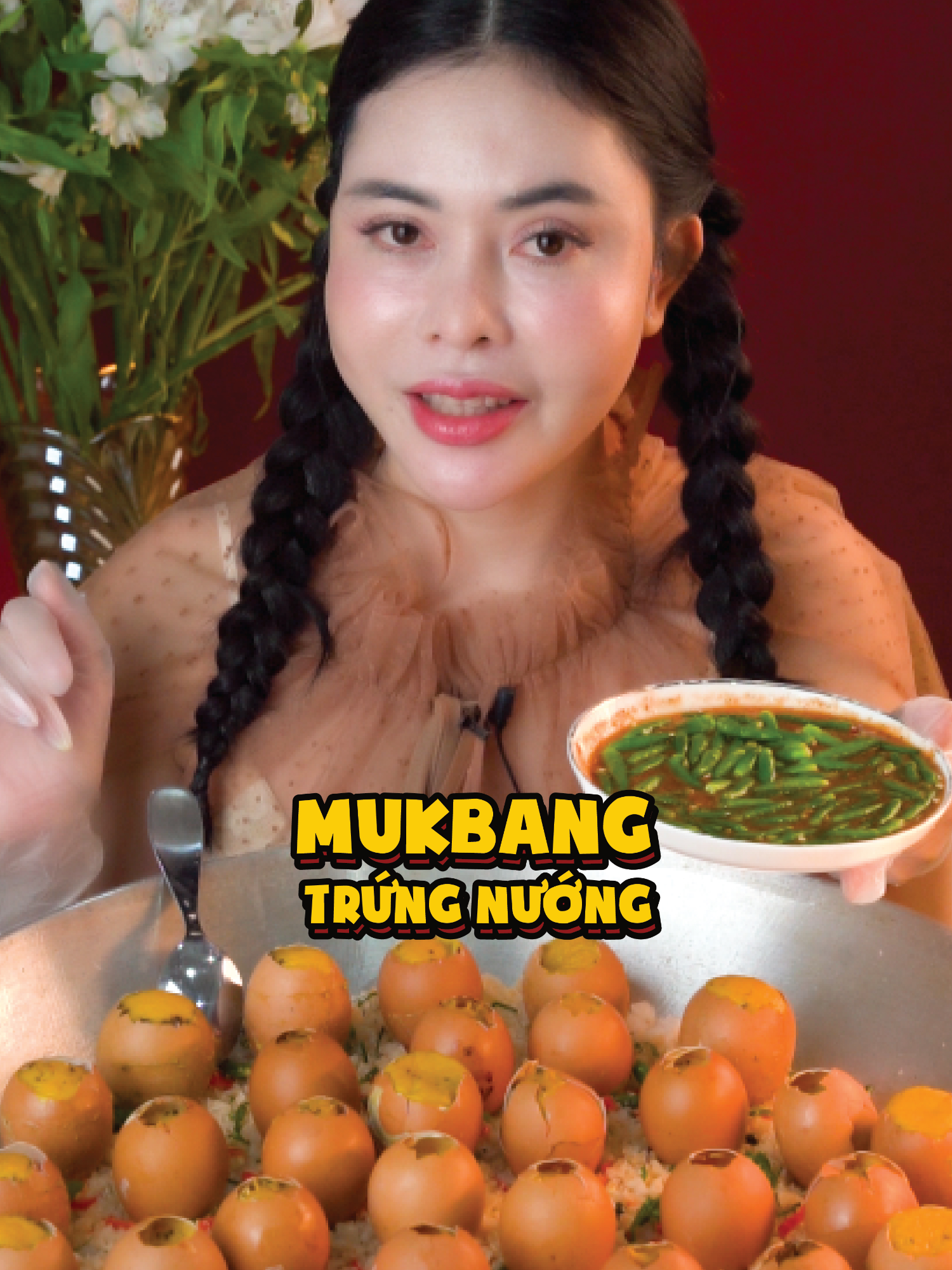 Trứng nướng ăn kèm với muối chấm nhà ViVi thì tuyệt vời #mukbang #vivithichan #ancungtiktok