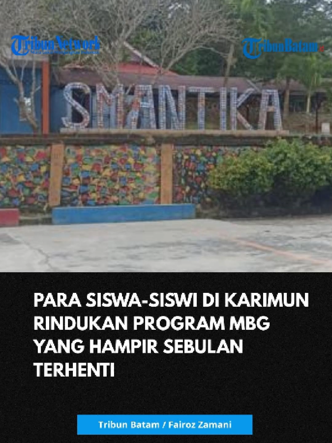 Hampir 1 bulan tutupnya beberapa Satuan Pelayanan Pemenuhan Gizi (SPPG) di wilayah Kabupaten Karimun, Kepulauan Riau (Kepri), berdampak pada beberapa sekolah di Bumi Berazam itu.  Sebut saja di SMA Negeri (SMAN) 3 Karimun yang terkena dampak terputusnya program Makan Bergizi Gratis (MBG).  Wakil Kepala Humas SMAN 3 Karimun Ponilawati, S.Ag, M.Pd, mengungkapkan ada sebanyak 476 siswa-siswi SMA Negeri 3 karimun tidak mendapat MBG lagi.  