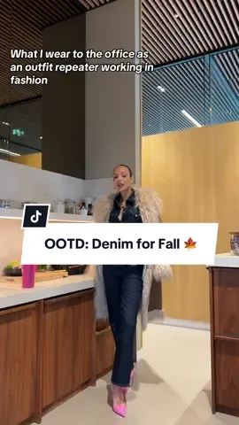 Not sure what’s the best part of my outfit, the fact my shoes match my Barbie drink cup OR the coat I stole from my mom?? 🤔 REMINDER TO WEAR YOUR DENIM TOPS & BOTTOMS TOGETHER LADIES!!!! Put on a statement shoe et voila, you have a look 🧚🏻 #denim #styletips #outfitinspo #officeoutfit #workoutfit 