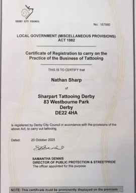 Tattoo Licensing Certificates, ⭐️⭐️⭐️⭐️⭐️ Health and Hygene Training  💫