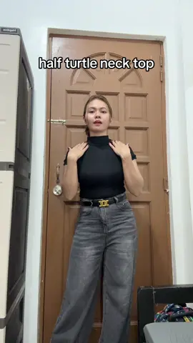 looks classy ka sa top na to. #turtlenecktop #shortsleevetop #OOTD 