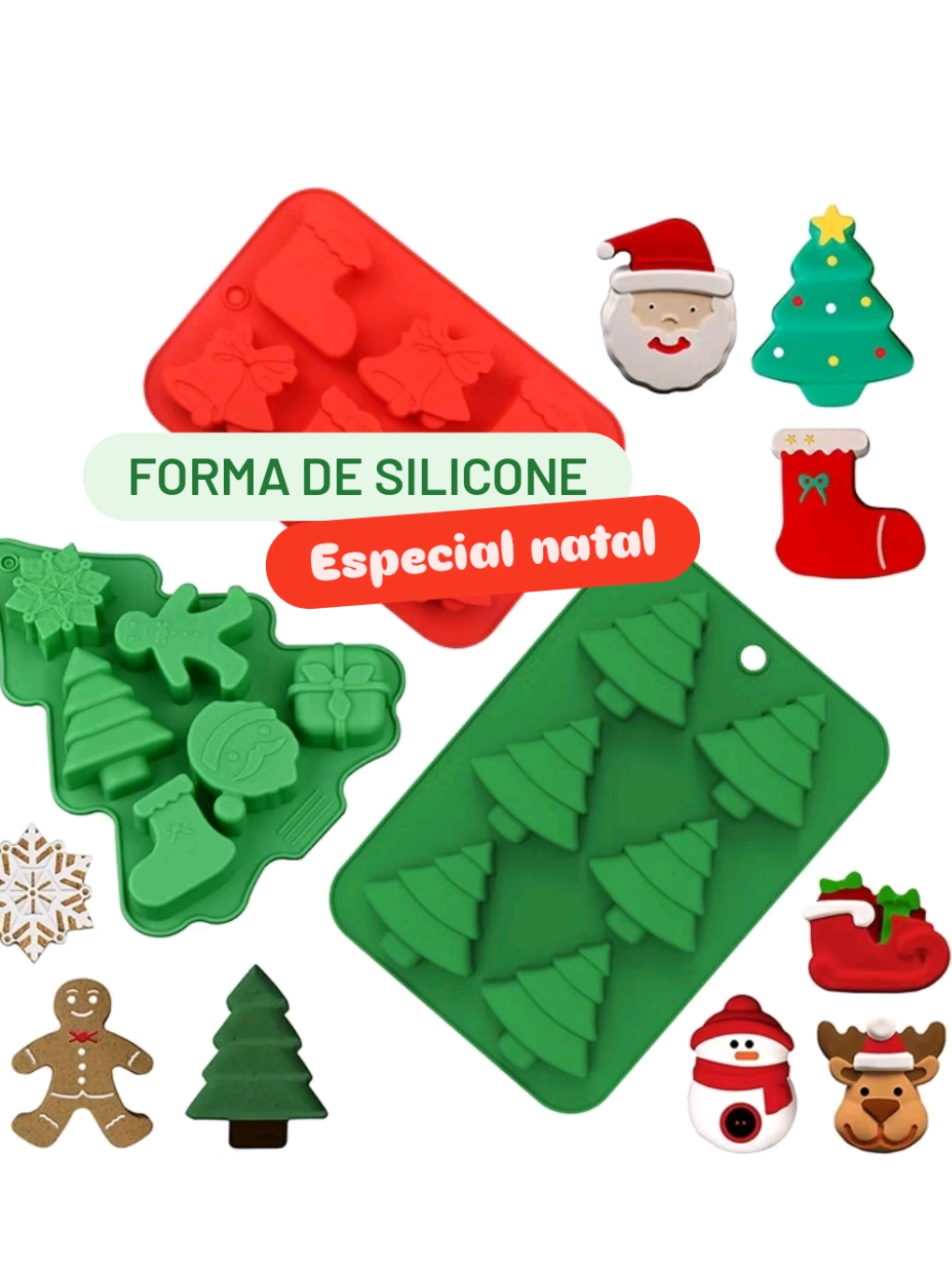 🍪 Comprei essa forma de Natal e tô simplesmente apaixonada! Fica tudo tão fofo e fácil de desenformar 💚 #AmorPorDetalhes #AchadinhoDaShopee #viral #receita 