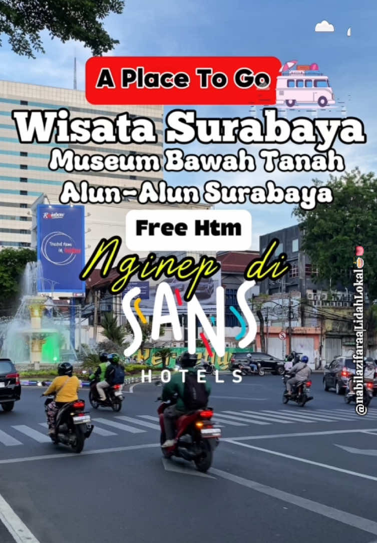 Kata siapa di Surabaya gaada tempat wisata gratis? Alun Alun Surabaya ini salah satunya yang bisa dijadiin rekomendasi kalian. Habis capek keliling kota surabaya,aku nginepnya di SANS Hotel Box Mansion. Hotelnya estetik, bersih, udah Smart TV, harganya 200ribuan! Biar makin hemat, pesennya wajib di aplikasi @RedDoorz Indonesia  pake kode promo: YUKNGINEP #BerkeSANS #RedTRavelers #bukasemuapintu #sanshotel #hotelsurabaya 