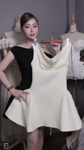 Đầm lệch vai cách điệu nhún Tùng xòe tiểu thư sang chảnh #damxinh #vayxinh #xuhuong #viral 