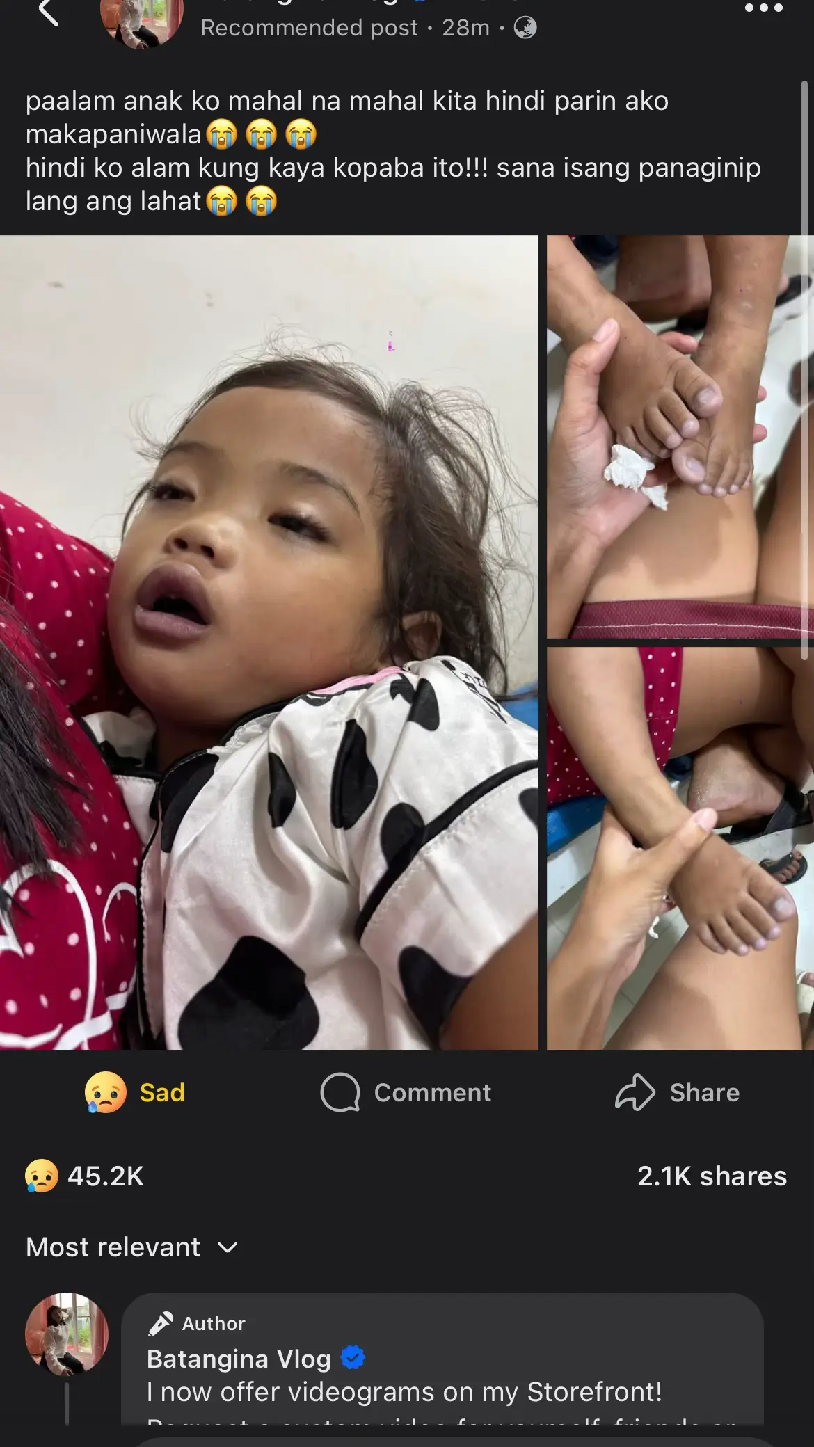 huy totoo ba na na anak nya to! Seryoso naawa ako! Comdolence @batangina.babyjean 