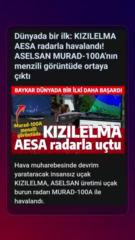 Ne Düşünüyorsunuz??? Yorumlarda Buluşalım... Dünyada bir ilk: KIZILELMA AESA radarla havalandı! ASELSAN MURAD-100A'nın menzili görüntüde ortaya çıktı Hava muharebesinde devrim yarataracak insansız uçak KIZILELMA, ASELSAN üretimi uçak burun radarı MURAD-100A ile havalandı. #erdoğan #keşfetteyizzz #akparti #keşfetbeniöneçıkar #chpzihniyeti 