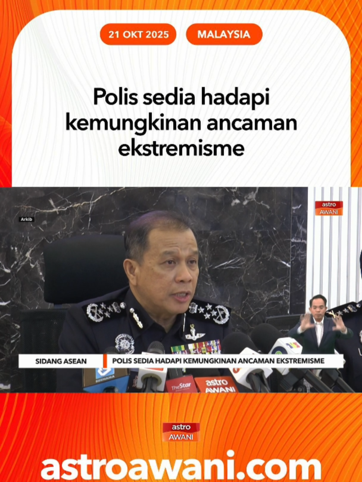 Polis Diraja Malaysia (PDRM) memberi tumpuan terhadap sebarang kemungkinan ancaman ekstremisme dan pengganas, yang mungkin cuba mengambil kesempatan semasa Sidang Kemuncak ASEAN ke-47 berlangsung pada 26 hingga 28 Oktober nanti. #AWANInews #AWANI745