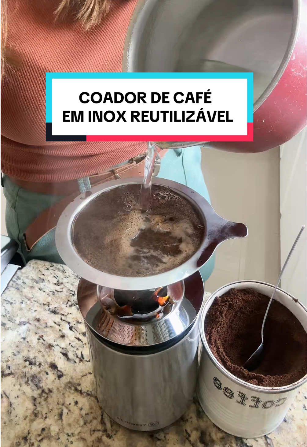 Coador de café em Inox reutilizável.#filtrodecafé #coadordecafé #coadordeinox #filtrodeinox #café 