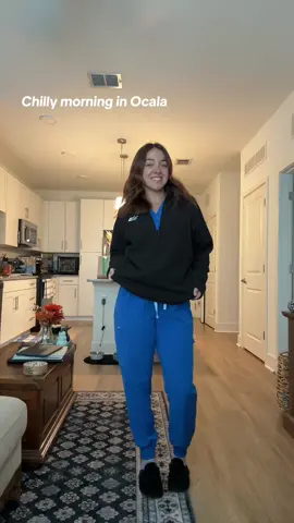 Chilly morning means comfy quarter zip 