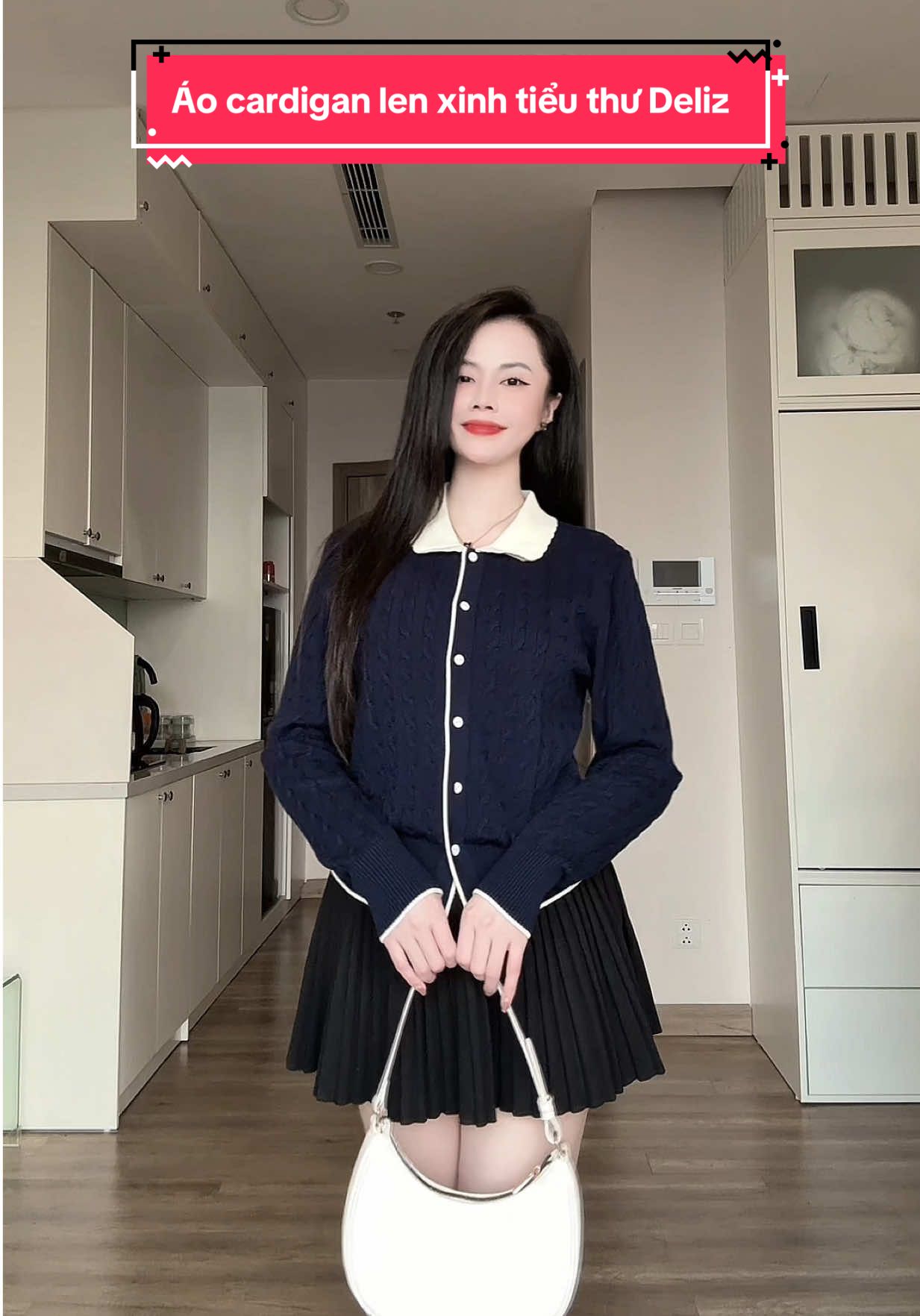 Em cardigan len này mặc xinh lắm nha, màu xanh than sáng da nữa ý #Deliz #aocardigan #aolennu #aocardiganlen #thoitrangnu 