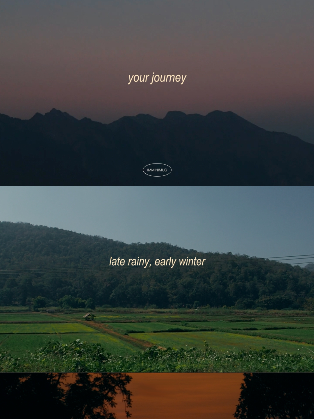 การเดินทางของคุณ ไม่ว่าจะระยะสั้นหรือระยะยาว เรียบง่าย ราบรื่น หรือขรุขระแค่ไหน ขอให้คุณได้กินอิ่มเวลาที่หิว ขอให้คุณได้ยิ้มเวลาที่มีความสุข ขอให้คุณได้เอนกายหลับลงในเวลาที่ง่วง ขอให้คุณได้ใช้ชีวิตในแบบที่ต้องการ หัวใจของคุณเป็นของคุณ ได้โปรดใช้มันเพื่อรักคนที่อยากรัก เวลาของคุณเป็นของคุณ ได้โปรดใช้เวลาไปกับสิ่งที่คุ้มค่า ชีวิตของคุณเป็นของคุณ ได้โปรดใช้มันเพื่อตัวเองนะ ลมหนาวพัดผ่านมากลางเดือน ฤดูฝนกำลังจะพัดผ่านไปอย่างจริงจัง บอกลาฤดูฝนในสักวัน แล้วรอต้อนรับช่วงปลายฝนต้นหนาวกันนะ