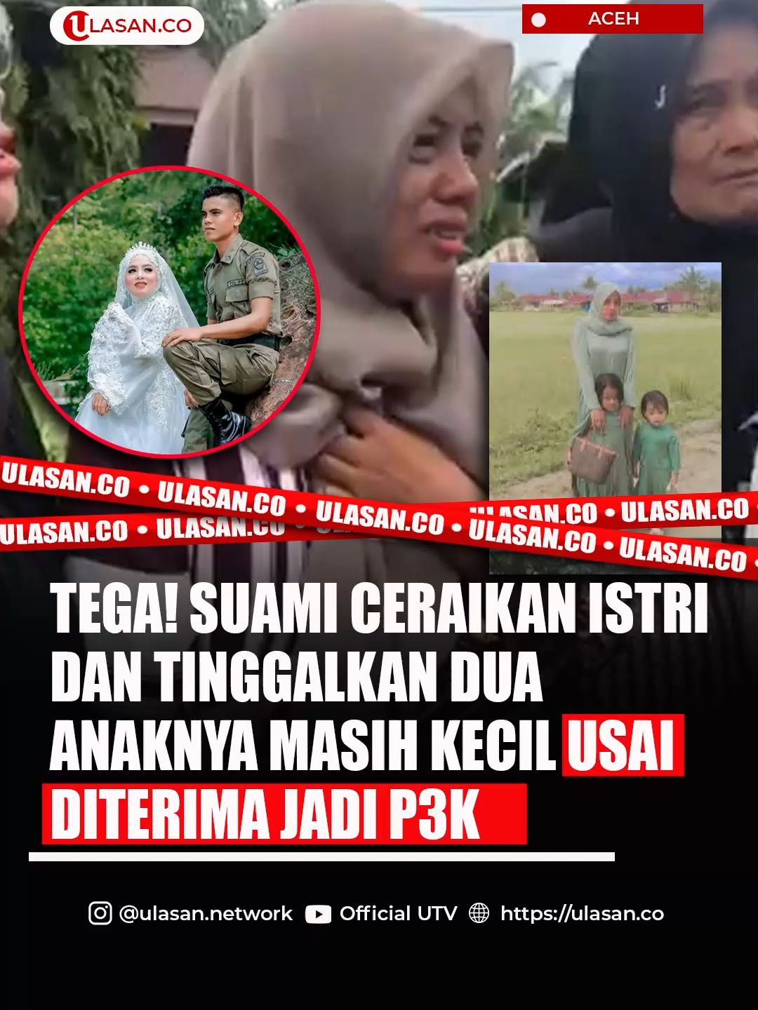 Viral di media sosial seorang suami menceraikan istrinya usai menjadi Pegawai Pemerintah dengan Perjanjian Kerja (PPPK). Kejadian yang terjadi di Aceh Singkil ini memicu berbagai reaksi dari netizen. Dalam video berdurasi beberapa menit itu, tampak seorang perempuan bersama dua anaknya pulang ke rumah orang tuanya. Ia terlihat berkemas dan membawa sejumlah barang dari rumah yang diduga milik suaminya. Perempuan tersebut menuliskan pesan bernada kekecewaan dalam bahasa daerah yang kemudian diterjemahkan ke bahasa Indonesia. “Dulu kamu meminta aku dengan baik-baik kepada orang tuaku. Kamu mengambil aku dari sana,” tulisnya. “Tapi sekarang kamu membuang aku dan anak-anak ke kampung halamanku… Namun setelah kamu lulus PPPK dan menerima SK, kami kamu tinggalkan, katanya. Perempuan itu juga menulis kalimat penuh keikhlasan di akhir pesannya. “Bahagialah kalian atas penderitaan kami. Aku ikhlas…” Namun hingga kini, belum diketahui secara pasti latar belakang perceraian pasangan tersebut. Pihak terkait juga belum memberikan klarifikasi mengenai hubungan antara kelulusan PPPK sang suami dengan perpisahan itu. Sang suami disebut bertugas di Satpol PP dan WH Aceh Singkil setelah dinyatakan lulus sebagai PPPK. Namun belum ada konfirmasi resmi dari instansi tempatnya bekerja mengenai kebenaran informasi itu. Meski demikian, video dan kisah ini telah menjadi perbincangan hangat di berbagai platform media sosial. Kasus ini menjadi sorotan karena dianggap mencerminkan dinamika rumah tangga di tengah perubahan status ekonomi seseorang. Sumber Artikel : FTNews #acehsingkil #beritaterkini #beritaviral #brandatiktokviral #beritaupdate #beritatiktok #fyppppppppppppppppppppppp