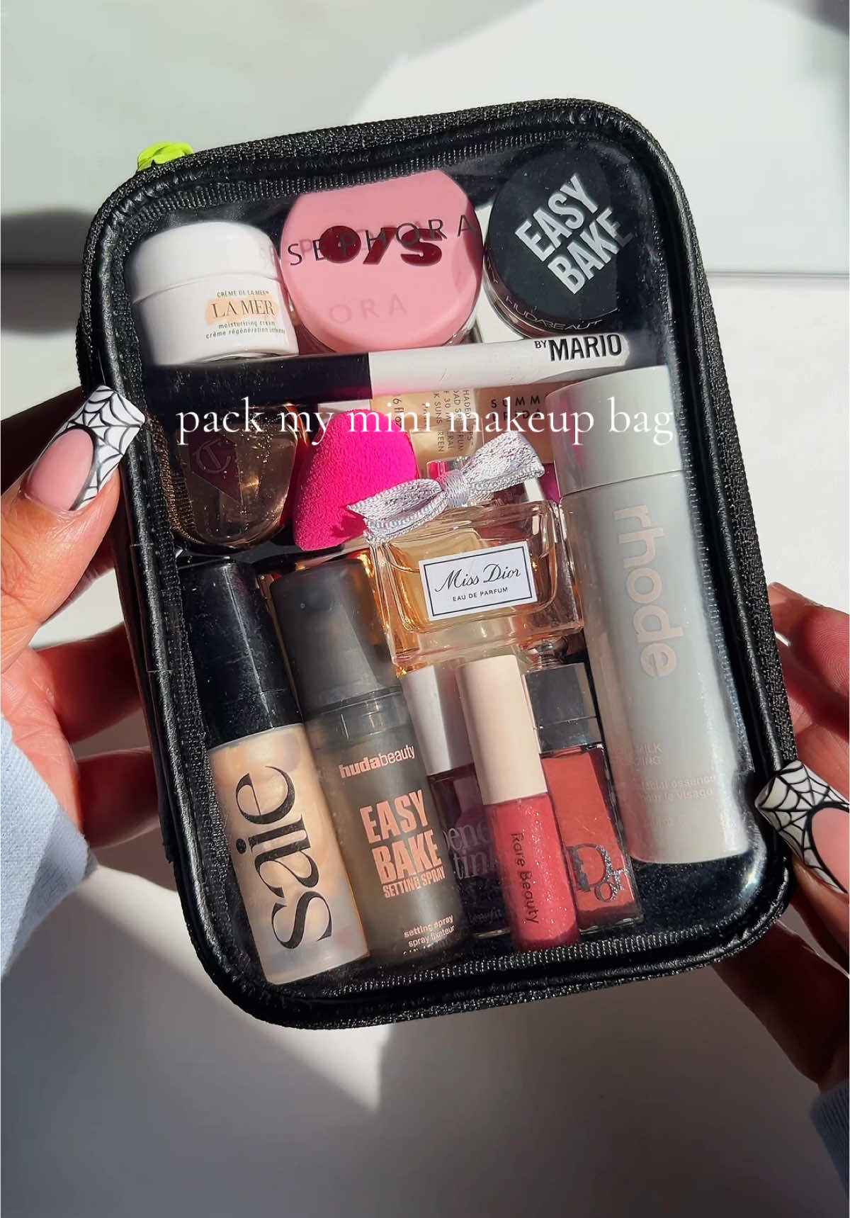 what’s in my mini makeup bag ✨ #sephora #minimakeup #sephorahaul #whatsinmybag #travelmakeupbag #BeautyTok #preppy #asmr #fyp @sephora @Huda Beauty @YSL Beauty @Rare Beauty @Saie @ONE SIZE BEAUTY @rhode skin @Diorbeauty @makeupbymario @Glow Recipe @Charlotte Tilbury @Summer Fridays @LOCCITANE @Laura Mercier @Beautyblender @LA MER @Kosas @NARS Cosmetics @MERIT Beauty @Benefit Cosmetics @milkmakeup @makeupforever @Tatcha US 