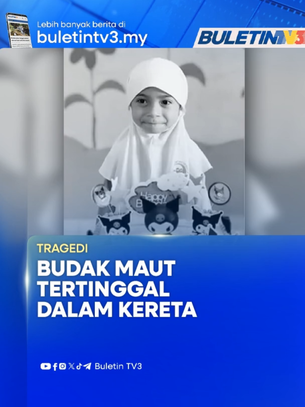 Seorang kanak-kanak perempuan berusia empat tahun maut selepas dipercayai tertinggal dalam kereta di Tanah Putih, Gua Musang, Kelantan semalam. #BuletinTV3 #StrokHaba #Maut