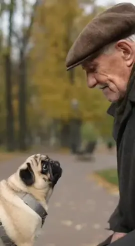 дедушка и мопсик #сора #ai #sora #pets #happy #smile 