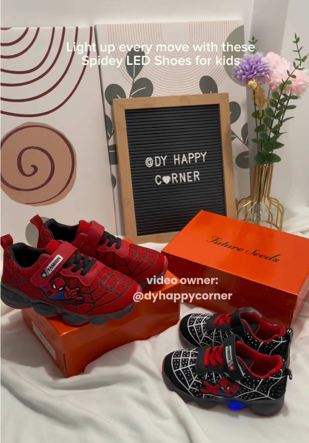 Light up every move with these Spidey LED shoes for kids. 👟♥️✨ #shoesforkids #rubbershoesforkids #ledshoesforkids #kidssneakers #giftideasforkids 