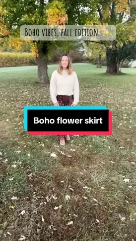 Falling for flowy skirts this season 🌸 The high-waisted chiffon boho maxi skirt moves beautifully with every step and comes in several stunning colors — I’m wearing the floral print, perfect for cozy fall days and coffee date vibes ☕️✨ #FallOutfit #BohoStyle #MaxiSkirt #FallFashion #OOTD    