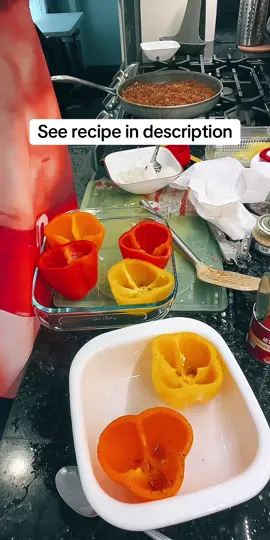 #livehighlights #tiktoklive   6 green bell peppers, tops and seeds removed (reserve tops) salt to taste 1 pound ground beef ½ cup chopped onion 1 clove garlic, minced 1 (16 ounce) can tomatoes, chopped and liquid reserved ½ cup long-grain white rice ½ cup water 1 teaspoon Worcestershire sauce 1 teaspoon salt 1 dash hot pepper sauce (such as Tabasco®) (Optional) 1 pinch ground black pepper 1 cup shredded mozzarella cheese 1 (8 ounce) can tomato sauce Directions Chop reserved green bell pepper tops. Measure out 1/4 cup and set aside. Bring a pot of water to a boil; cook whole green bell peppers in boiling water until slightly tender, about 5 minutes. Drain and lightly season inside of bell peppers with salt. Set aside. Heat a large skillet over medium-high heat. Cook and stir beef, onion, reserved 1/4 cup chopped green bell pepper, and garlic in the hot skillet until ground beef is browned and crumbly, 5 to 7 minutes; drain and discard grease. Preheat the oven to 350 degrees F (175 degrees C). Stir canned tomatoes and liquid, rice, water, Worcestershire sauce, 1 teaspoon salt, hot sauce, and black pepper into ground beef mixture; bring to a boil. Reduce heat, cover the skillet with a lid, and simmer until rice is tender, 15 to 18 minutes. Stir 3/4 of the mozzarella cheese and 3/4 of the tomato sauce into ground beef-rice mixture. Stuff bell peppers with ground beef-rice mixture; top each with remaining mozzarella cheese and tomato sauce. Arrange peppers in a baking dish. Cover the dish with aluminum foil. Bake in the preheated oven until cooked through and cheese is melted, 30 to 35 minutes. Nutrition Facts   calories 317  total fat 15g saturated fat 7g  cholesterol 59mg  sodium 870mg  total carbohydrate 25g  dietary fiber 4g  total sugars 7g  protein 20g  vitamin c 107mg calcium 204mg  iron 4mg  potassium 695mg