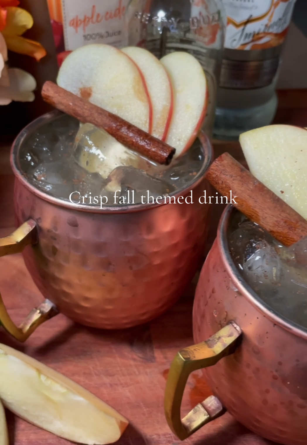 Boozy Carmel Apple in a copper mug 