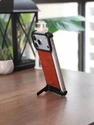 Metal Leather Hidden Bracket Magnetic Mobile Phone Case