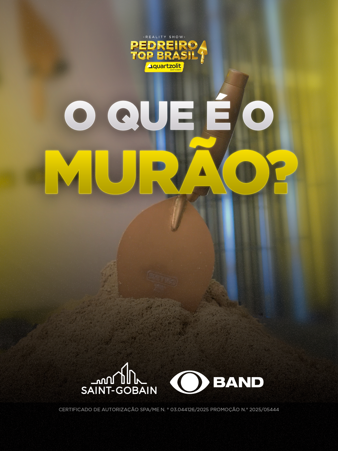 Nem tudo são flores no canteiro do Pedreiro Top Brasil! 👷     O Murão é um dos momentos mais temidos do reality, afinal, é a cerimônia de eliminação dos mestres. A cada episódio, alguém se despede do programa e diz adeus ao sonho de levar a Colher de Ouro e o prêmio de R$100 mil para casa.     Apesar de ser uma etapa triste e tensa do reality, faz parte da competição e é um passo necessário na busca do Pedreiro Mais TOP do Brasil. Quem será que vai driblar o Murão e vencer o reality?      Assista aos episódios para descobrir! O programa estreia dia 18/10, ao meio-dia, na Band. 📺    #Quartzolit #PedreiroTopBrasil #Pedreiros #PedreiroTop #RealityShow #Construção #ConstruçãoCivil #Reforma #Obra