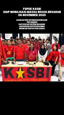 Buruh Bersatu, Lawan Penindasan! ✊🔥 Selamat malam kawan-kawan!!! Salam Muda, Berani, dan Militan!!! Hingga hari ini, kaum buruh masih disepelekan. Kesejahteraan kita belum jadi prioritas, sementara kebijakan negara terus berpihak pada pemodal dan pengusaha. Padahal buruh adalah penggerak ekonomi bangsa! Tanpa buruh, roda industri tak akan berputar. Tapi sejak UU 13/2003 hingga Omnibus Law 2020, yang lahir justru sistem kontrak, outsourcing, dan magang yang menindas. Putusan MK 2023 sudah jelas menyatakan UU Cipta Kerja bertentangan dengan Pancasila, tapi pemerintah tetap memaksakan draft baru yang tak pro buruh! Maka, pada 6 November 2025 kami akan turun ke jalan! Menolak draft UU Ketenagakerjaan yang menindas! Tuntutan kami: 1. Naikkan upah 15%! 2. Lindungi pekerja inform 3. Stop PHK! 4. Upah layak nasional! 5. Hentikan kekerasan aparat terhadap massa aksi! 6. Kemerdekaan untuk Palestina! Kawan-kawan, perjuangan buruh adalah perjuangan rakyat! Mari bersatu, rapatkan barisan, dan rebut hak kita! Hidup buruh! Hidup petani! Hidup mahasiswa! Hidup pelajar! ✊🔥🇮🇩 #buruhkarawang #tolakUUDyangmenindas #KASBI #fspekkasbikarawang  @EL Sarmino @Rusmita Gajahmada @kenzo @FSPEK KASBI KARAWANG @Mercusuar @KASBI @Sunar Leo 