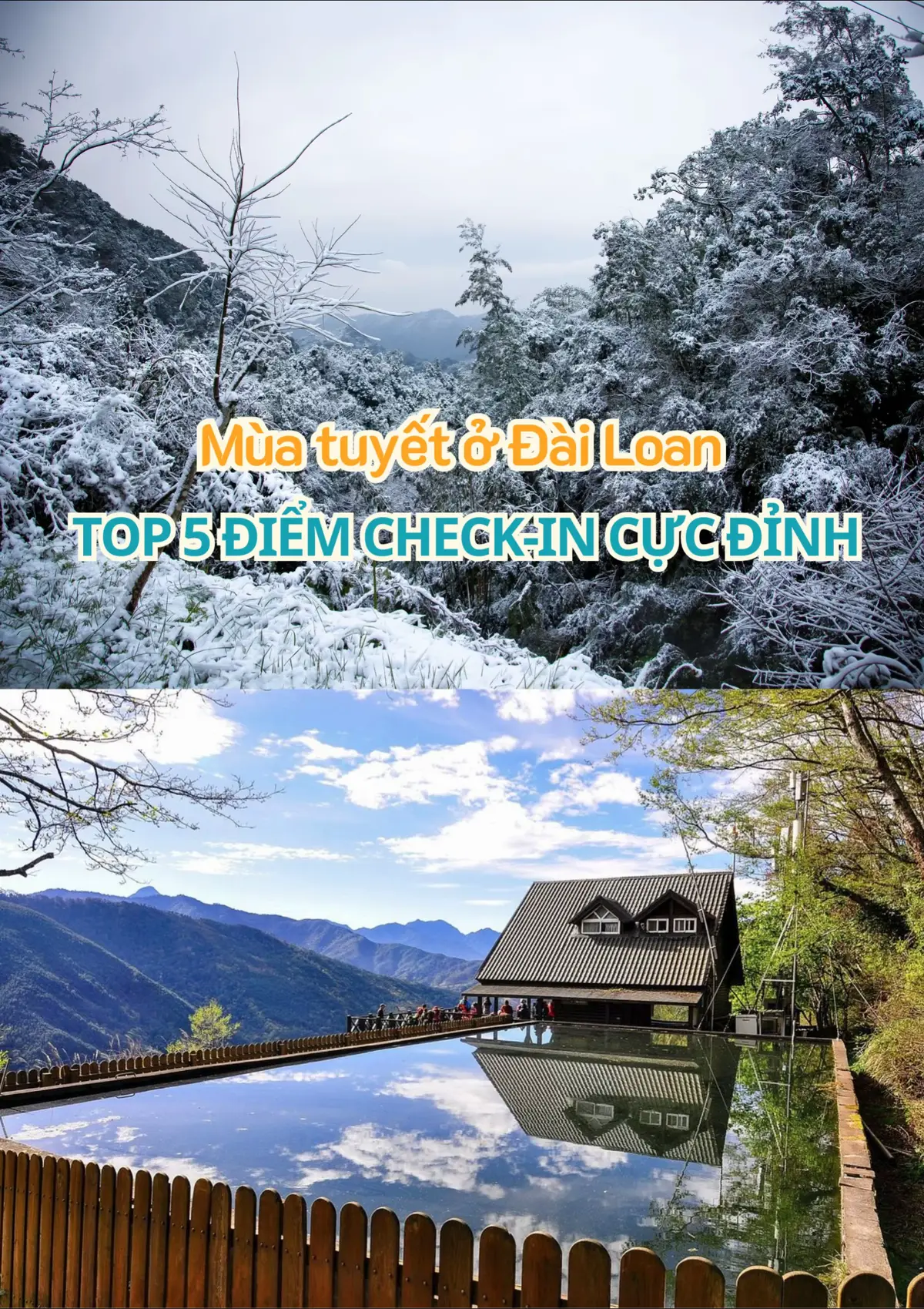 ùa đông, những ngọn núi ở Alishan, Hehuanshan hay Taipingshan đều hóa trắng như trời Âu. Nếu bạn muốn vừa săn tuyết vừa sống ảo, thì note liền 5 điểm này vào nha! Từ rừng tuyết, hồ gương phản chiếu đến homestay giữa mây — chill và đẹp không tưởng 🏔✨ #taiwanwinter #checkintaiwan #DulichDaiLoan #TransViet #taiwantrip 
