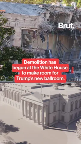 Demolition has begun at the White House to make room for Trump’s new ballroom. The ballroom project will reportedly cost $250 million. #Trump #ballroom #Demolition #whitehouse #construction #eastwing