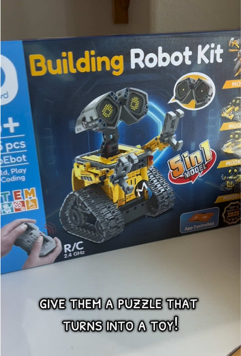 what’s not to love about an educational toy! 🧠✨ this robot kit comes with over 400 pieces and builds 5 different robot models, all that move with a remote control 🤖 this type of toy is great for promoting early STEM skills and education including:  🤖 critical thinking and problem solving  🤖 spatial and positional awareness  🤖 counting, sorting, and comparing  the perfect christmas gift for a kid (or a husband) who loves building 😉 🔗 and discount code in bio  #kidstoys #kidsgifts #kidschristmasgifts #educationaltoy #stemtoys 