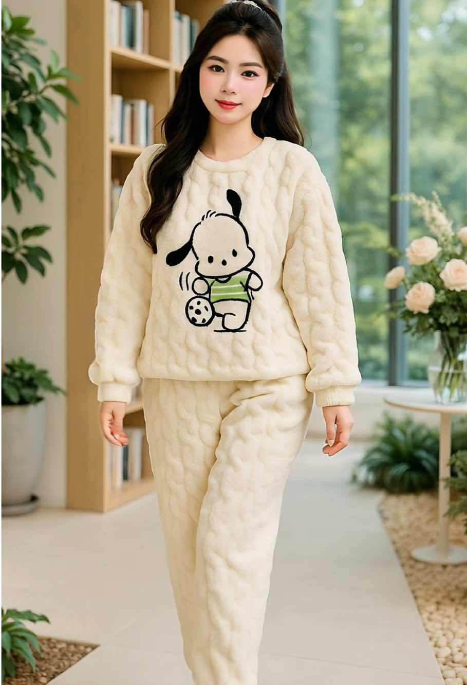 Bộ đồ lông giữ nhiệt hình cún dài tay lông cừu xoắn #bộ #dobo #bomacnha #bongulong #xuhuong 