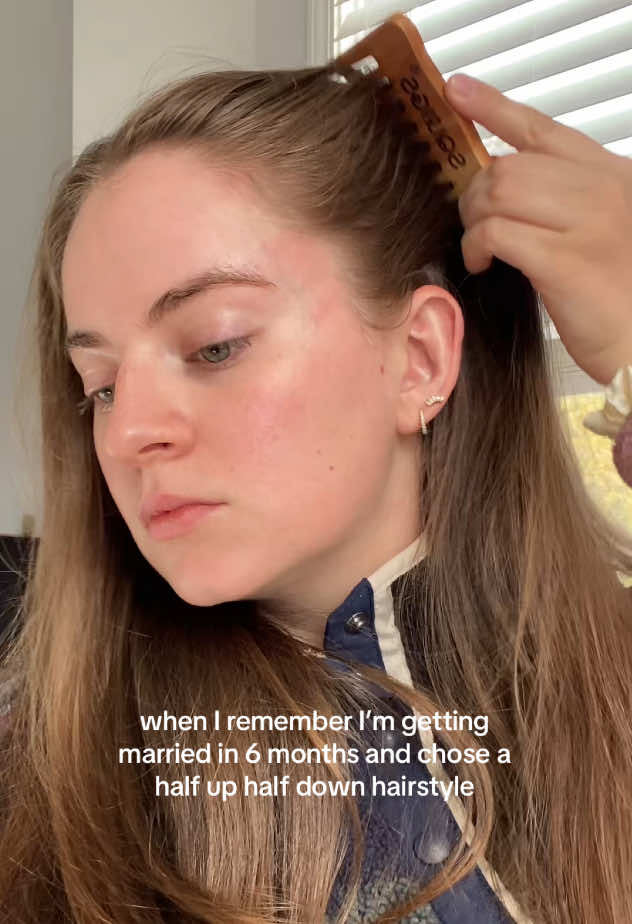 A daily scalp massage to keep my hairline looking full✨ #scalpmassage #weddinghair #healthyhairjourney #hairgrowthtips #neemcomb 